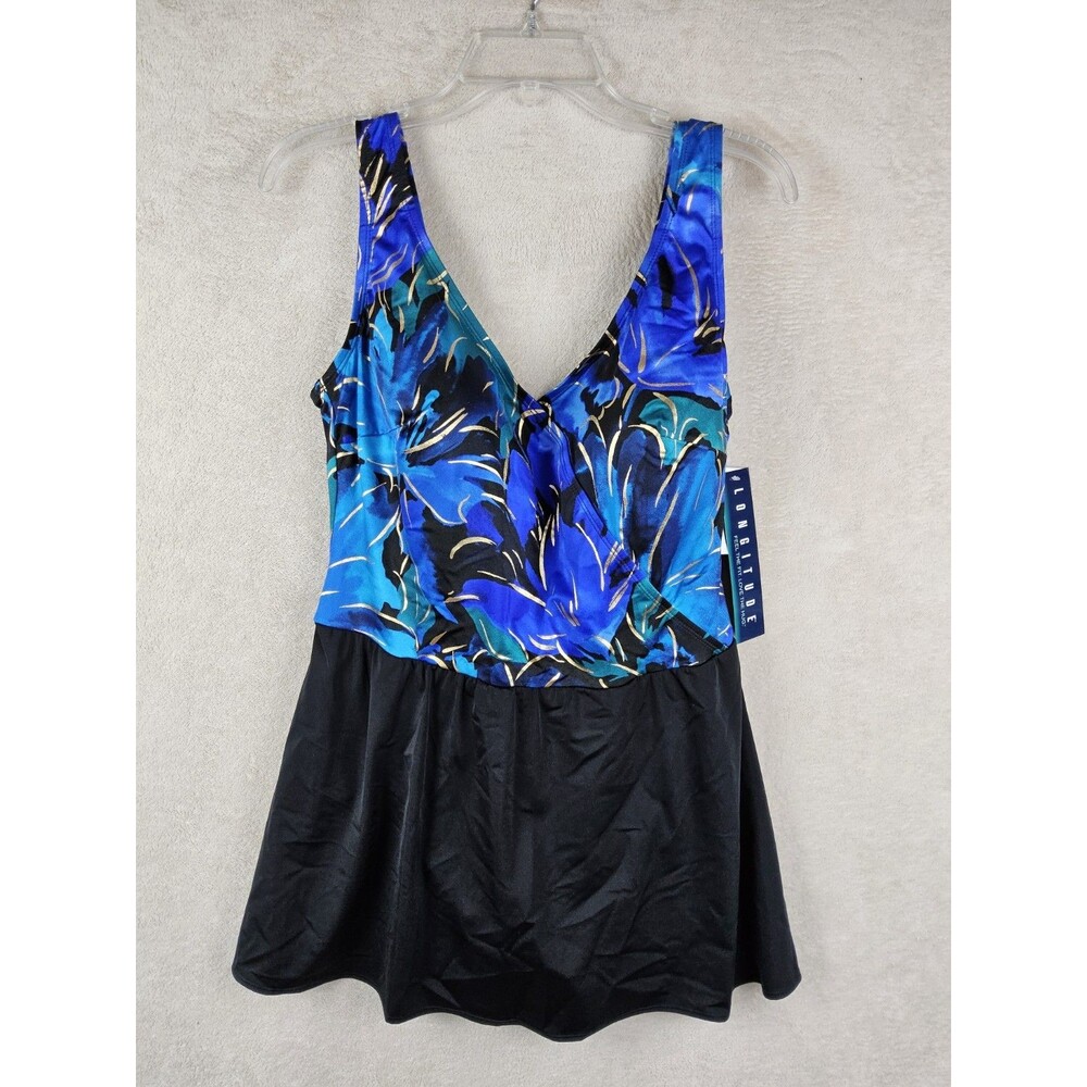 Longitude Women's One Piece Skirted Built In Cups Swimsuit Size 22W